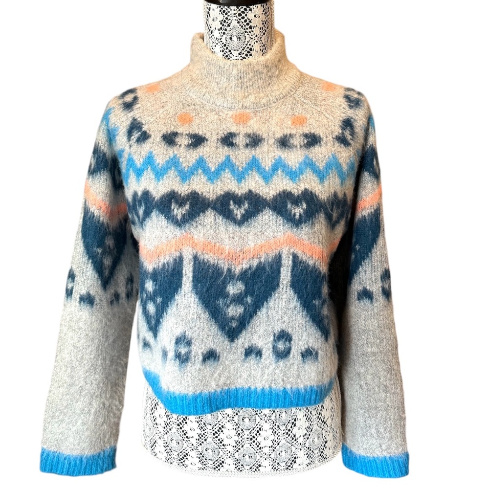 Noisy May Mixed Print Mock Turtleneck Sweater